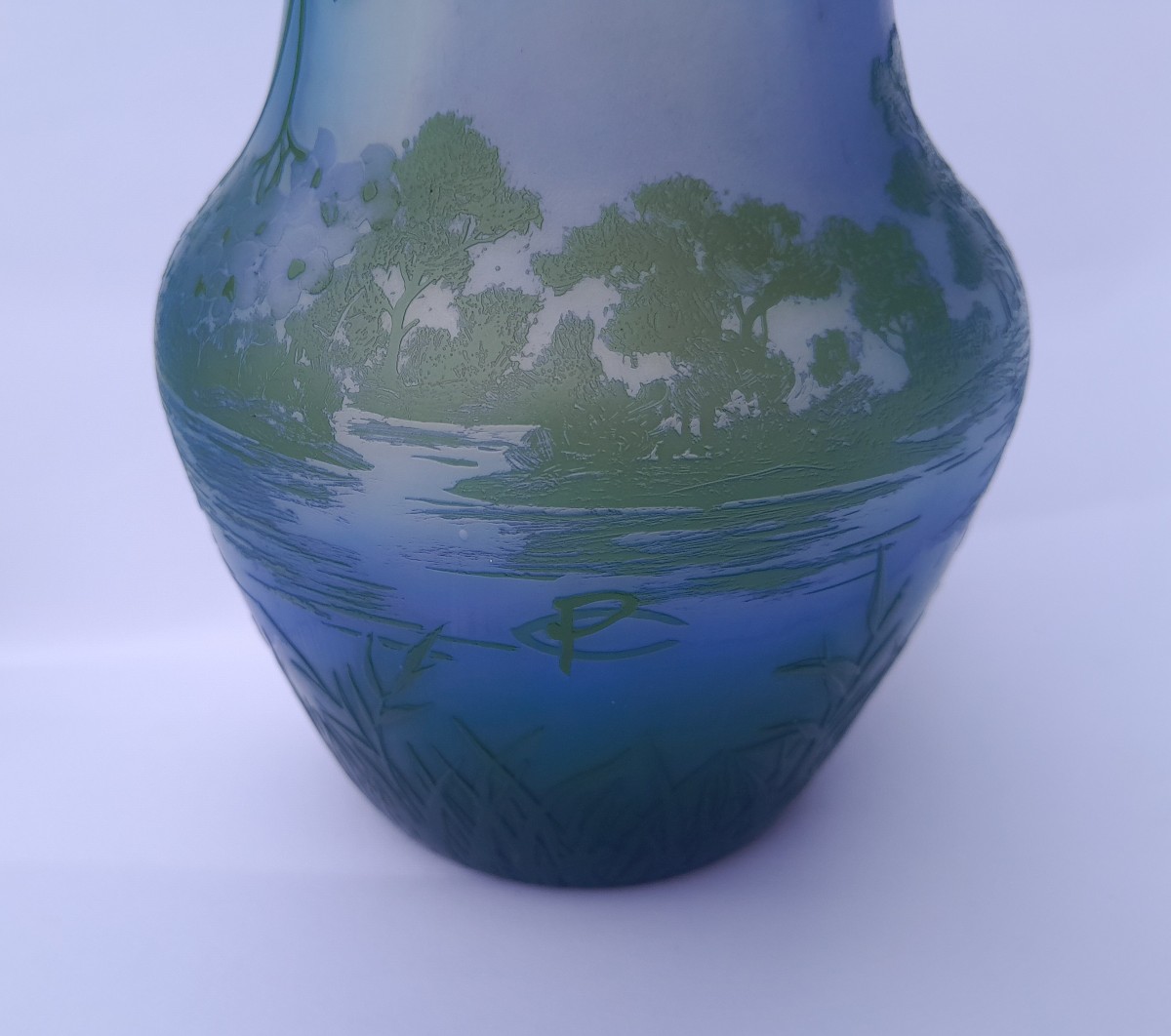 Pantin Crystal Factory, Camille De Vez, Art Nouveau Vase In Engraved Multi-layer Glass-photo-4