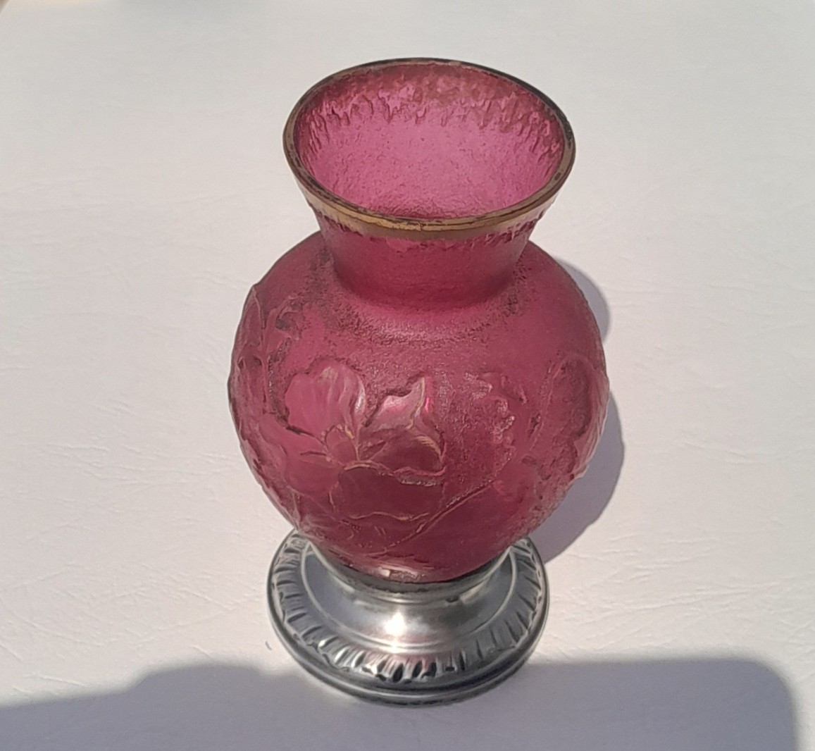 Daum Nancy, petit vase art nouveau, verrerie parlante