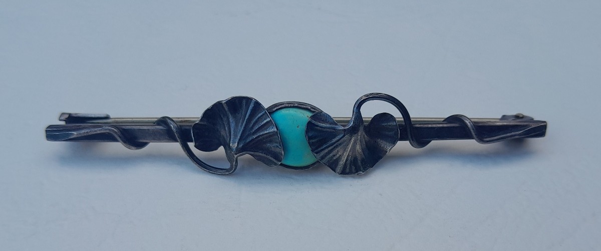 Art Nouveau Silver Brooch By Paul Dumont-photo-2