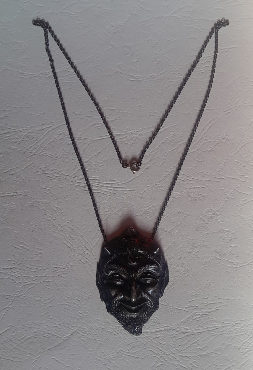 Pendentif art nouveau en argent de Leroyer, masque de satyre-photo-3