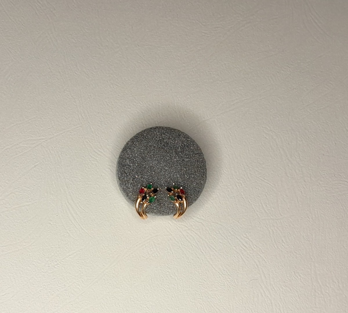 Gold Stud Earrings With Rubies, Sapphires, Emeralds-photo-2