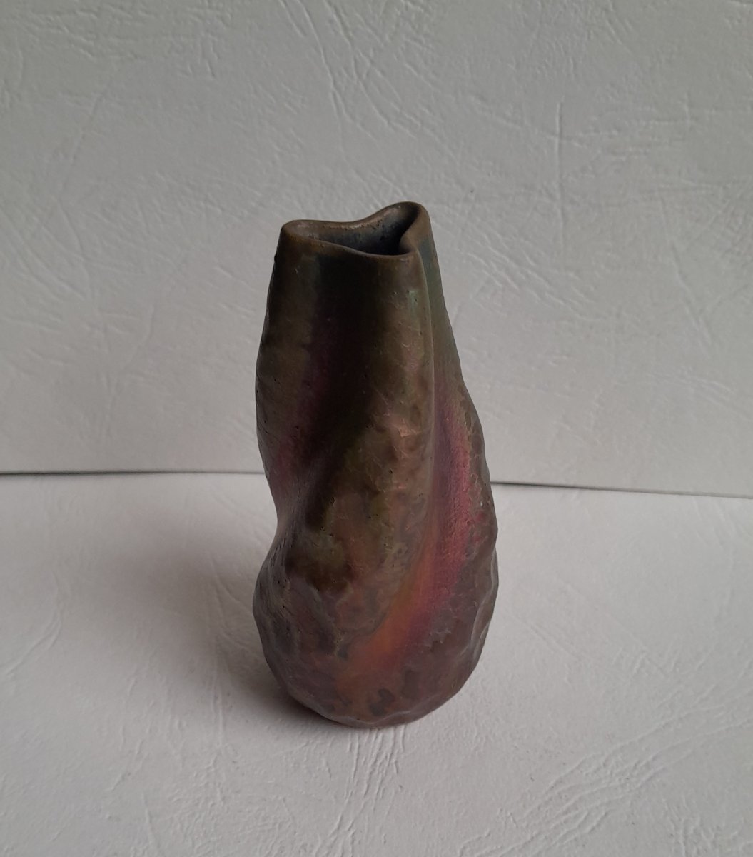 Jean-Baptiste Gaziello, vase miniature art nouveau en grès irisé-photo-2