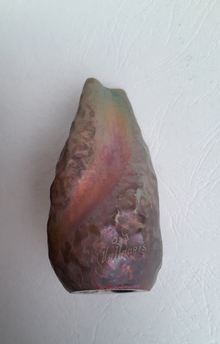 Jean-Baptiste Gaziello, vase miniature art nouveau en grès irisé-photo-3