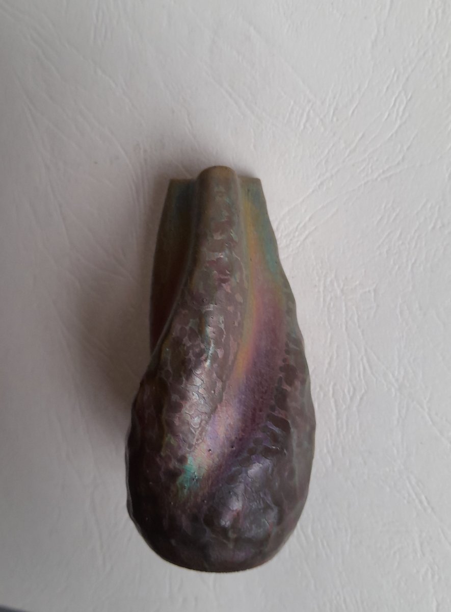 Jean-Baptiste Gaziello, vase miniature art nouveau en grès irisé-photo-4
