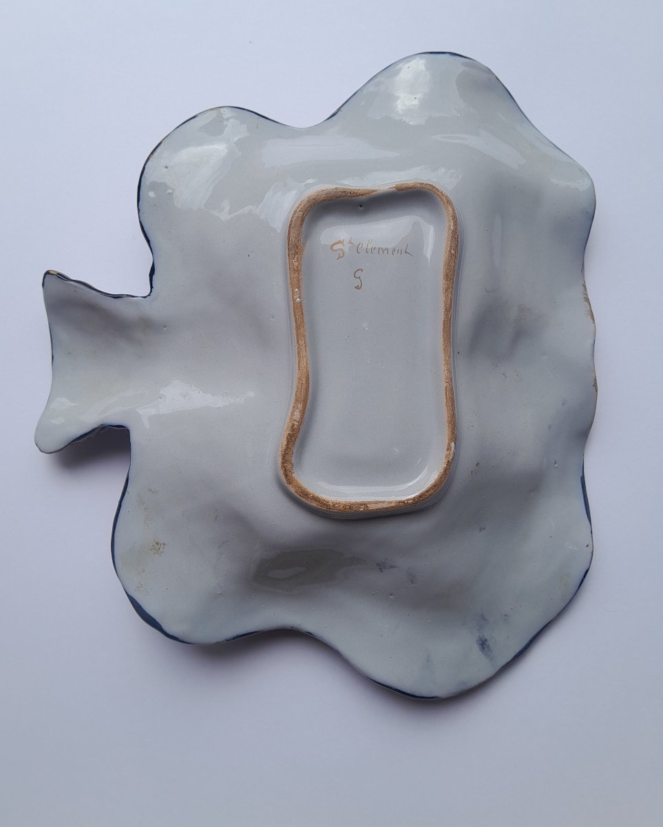 Emile Gallé, ramasse-miettes en faïence à décor japonisant-photo-4