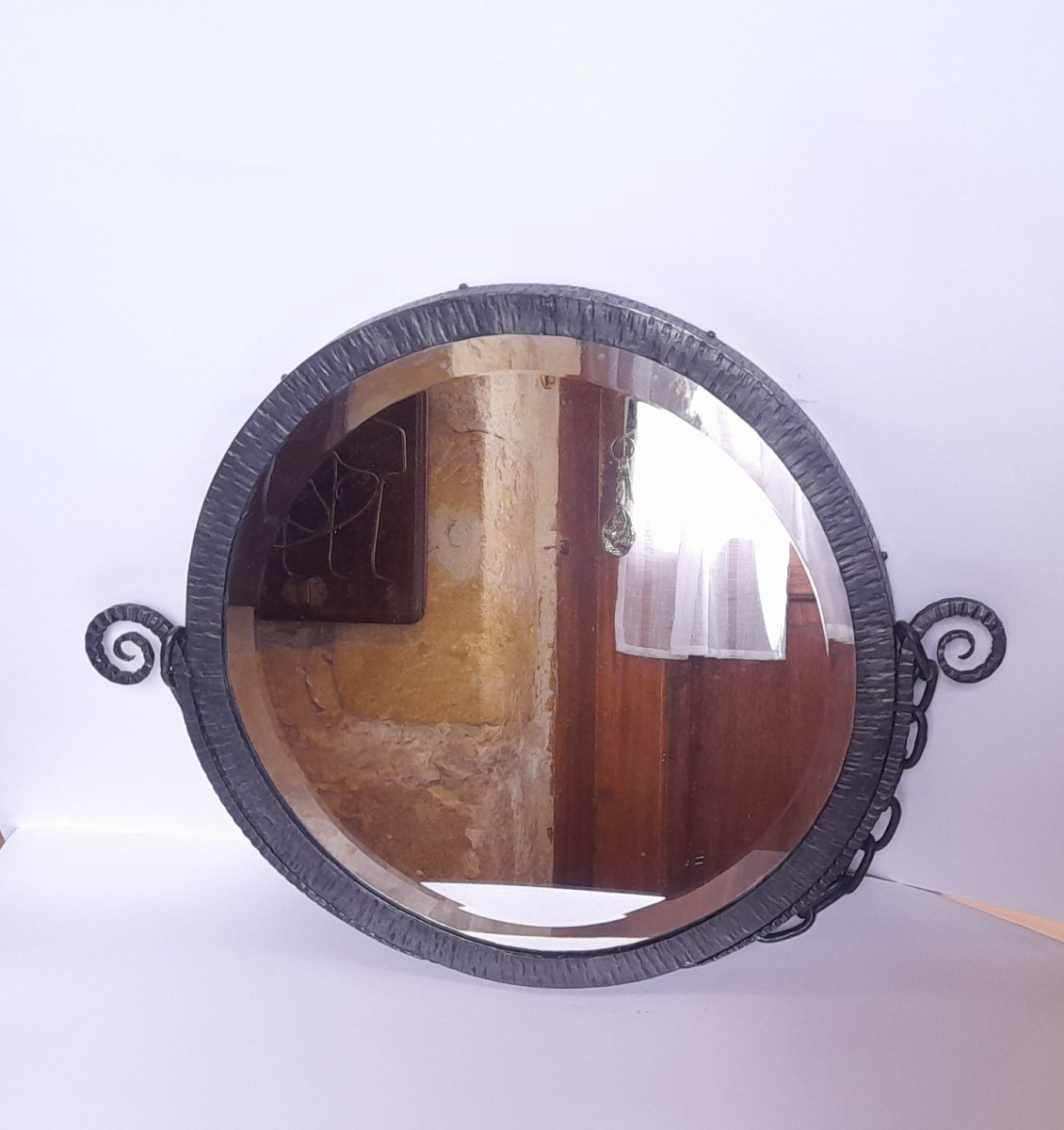 Art Deco Wrought Iron Mirror-photo-3