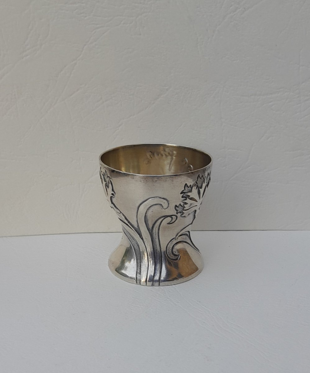 Art Nouveau Egg Cup In Solid Silver By Cardeilhac-photo-1