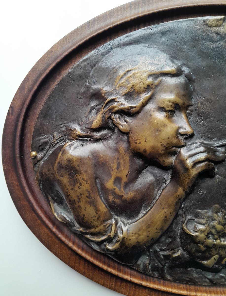 Attributed To Camillo Rapetti, "bolle Di Sapone", Bronze Bas-relief-photo-4