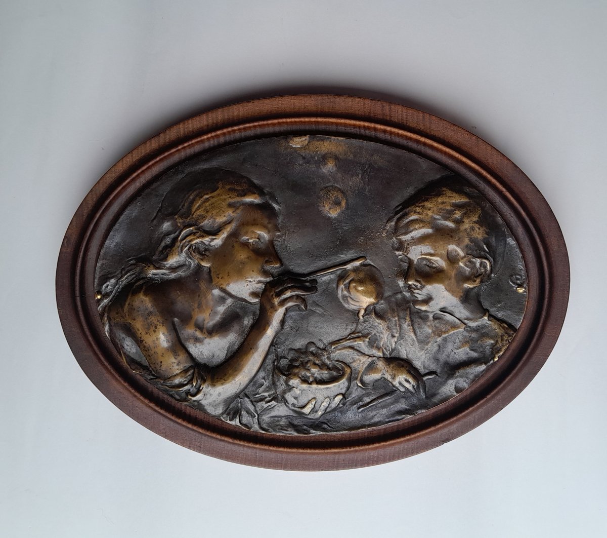 Attributed To Camillo Rapetti, "bolle Di Sapone", Bronze Bas-relief