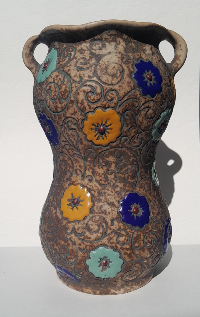 Amphora, Art Nouveau Vase With Floral Decoration-photo-2