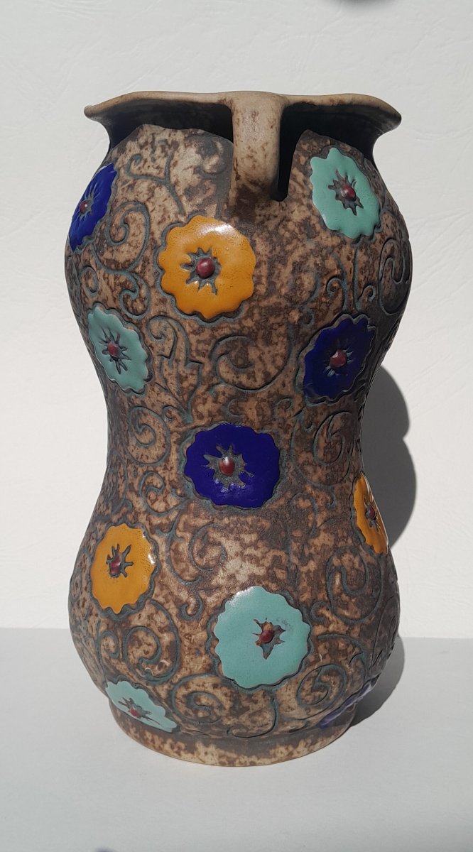 Amphora, Art Nouveau Vase With Floral Decoration-photo-3