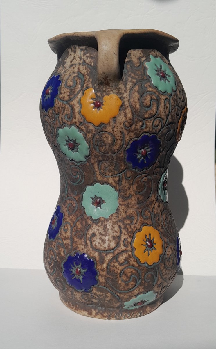 Amphora, Art Nouveau Vase With Floral Decoration-photo-4