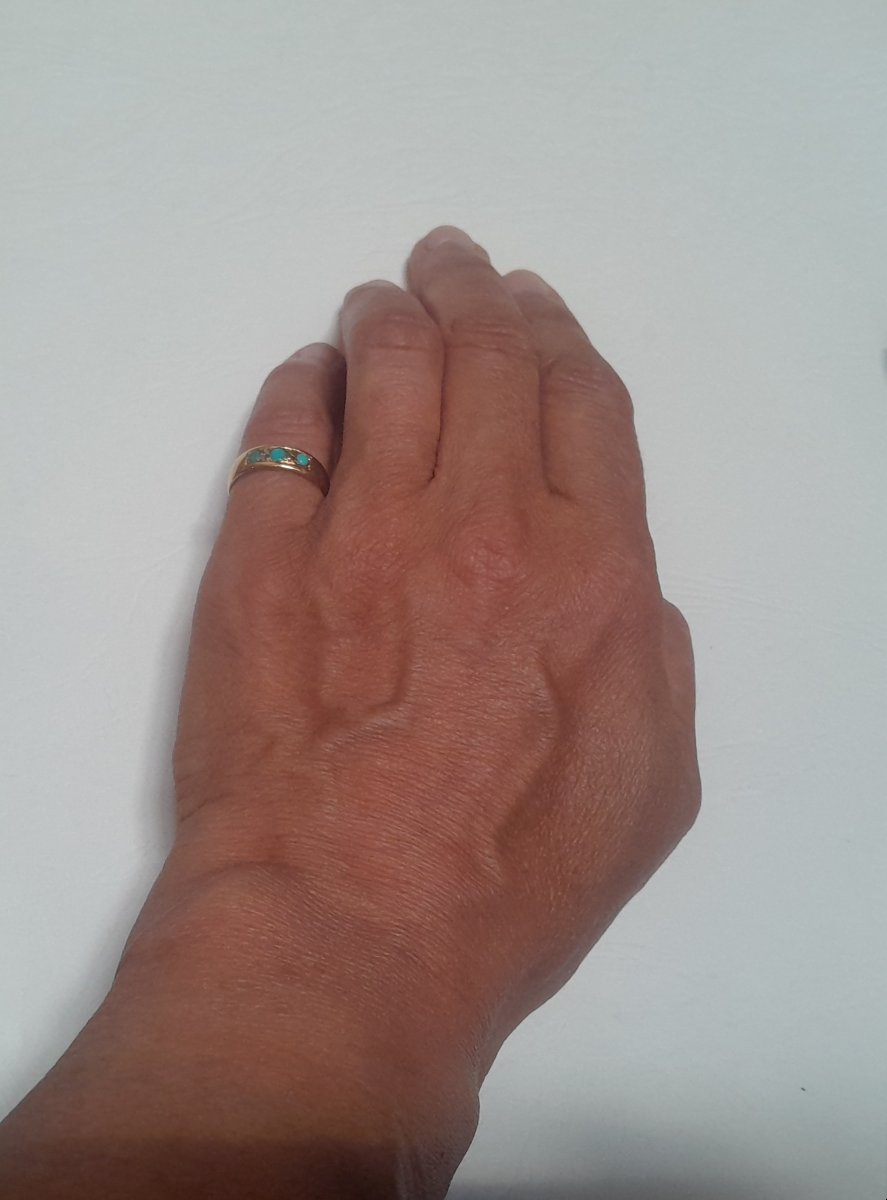 Antique Ring Made Of Gold, Turquoise, And Diamonds-photo-2