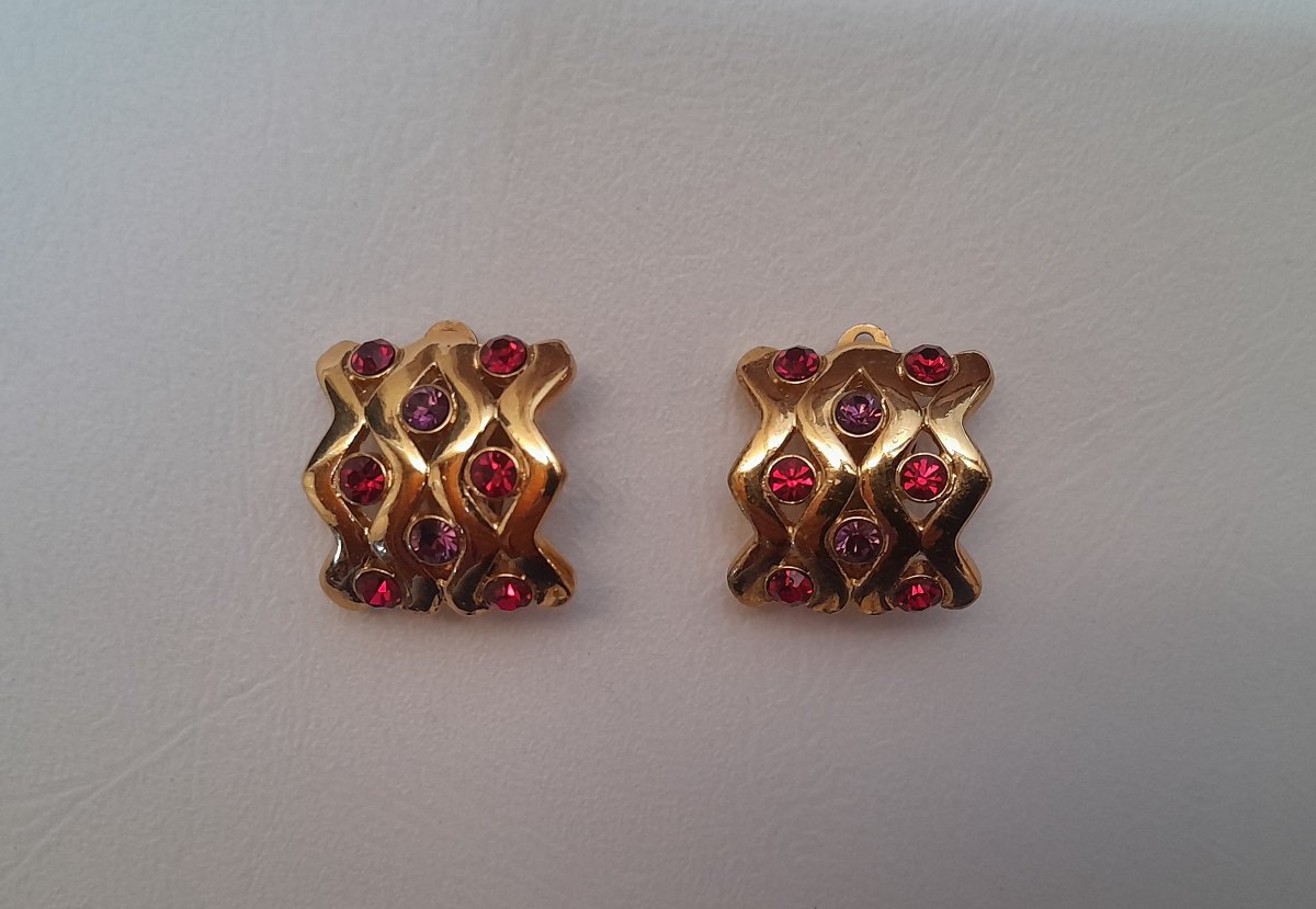Yves Saint-laurent, Colored Crystal Ear Clips-photo-3