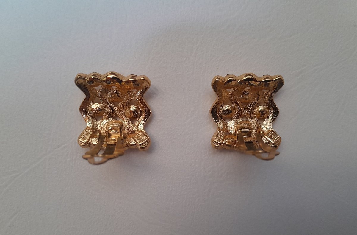 Yves Saint-laurent, Colored Crystal Ear Clips-photo-4