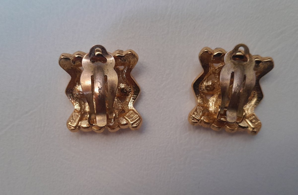 Yves Saint-laurent, Colored Crystal Ear Clips-photo-1