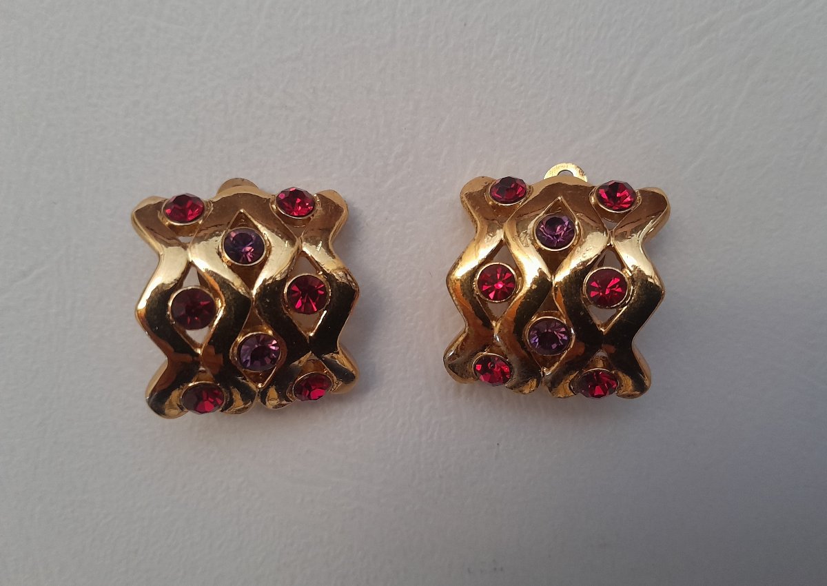 Yves Saint-laurent, Colored Crystal Ear Clips