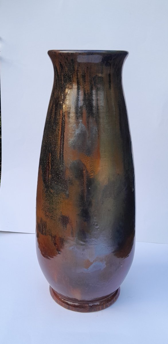 Mougin Frères, grand vase en grès art nouveau-photo-4