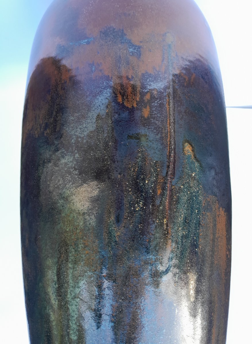 Mougin Frères, grand vase en grès art nouveau-photo-3