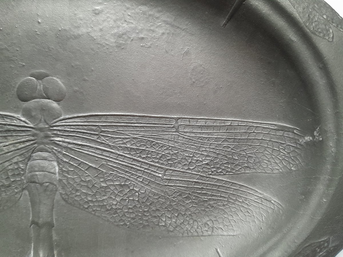 Kayserzinn, Art Nouveau Dragonfly Trinket Dish -photo-1