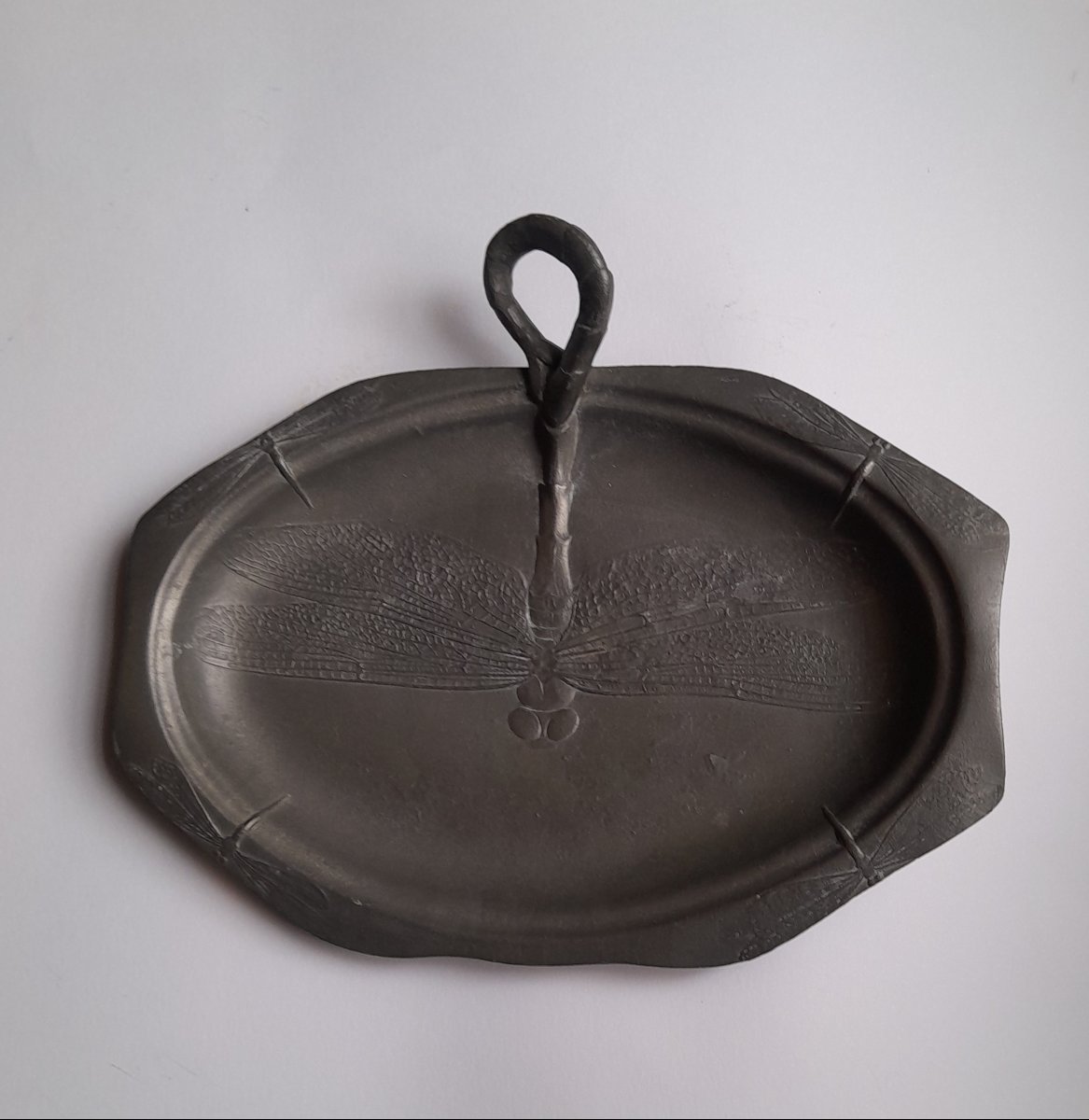 Kayserzinn, Art Nouveau Dragonfly Trinket Dish 