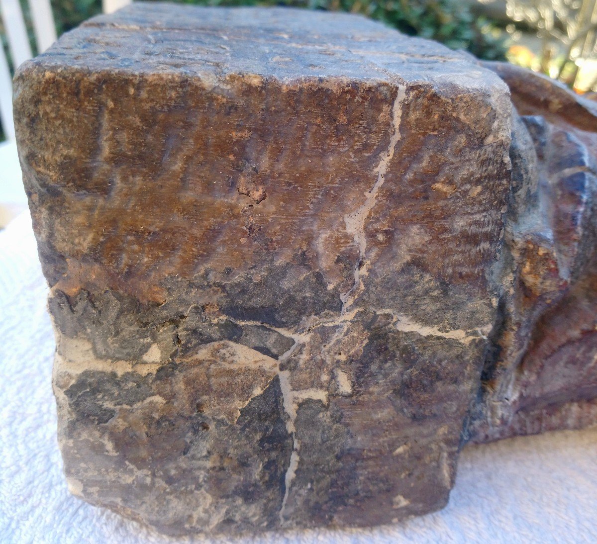 Statue En Pierre Polychrome XVIIè Vierge à L’enfant - Prière Contre La Peste-photo-4