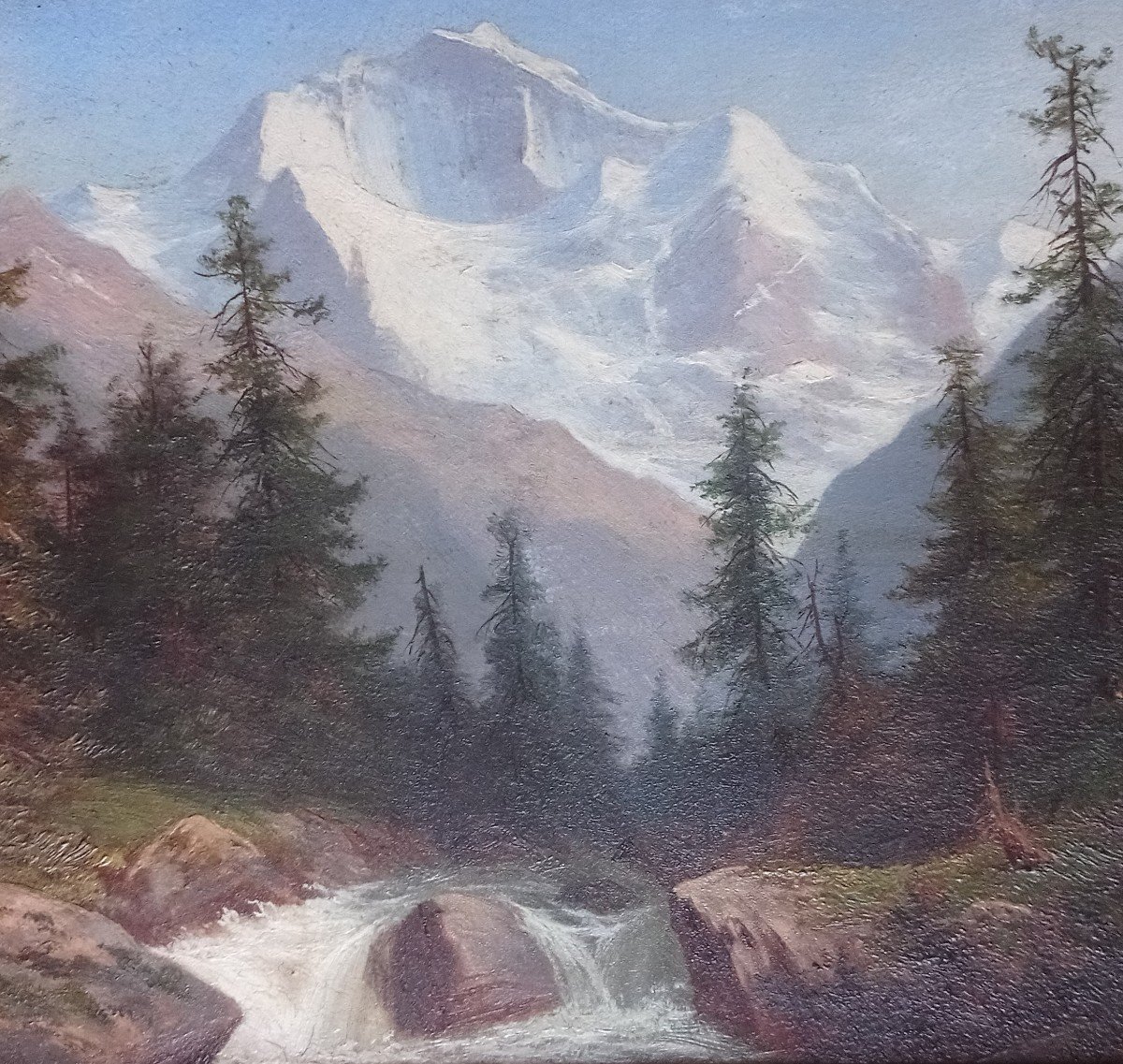 Peinture à l’huile sur carton d’Albert Gysling – Bergrivier-photo-3