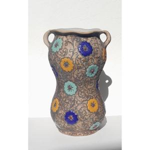 Amphora, vase art nouveau à décor de fleurs