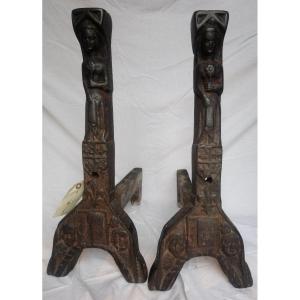 Pair Of 16th Century Andirons In Cast Iron