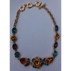 Ysl Yves Saint Laurent / Robert Goossens Necklace - Gold With Cabochons