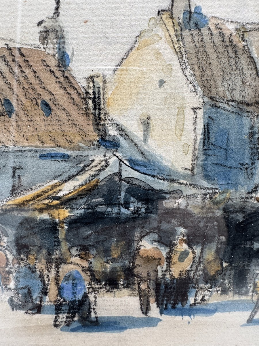 Frank Boggs (1855-1926) Le marché de Dreux-photo-5
