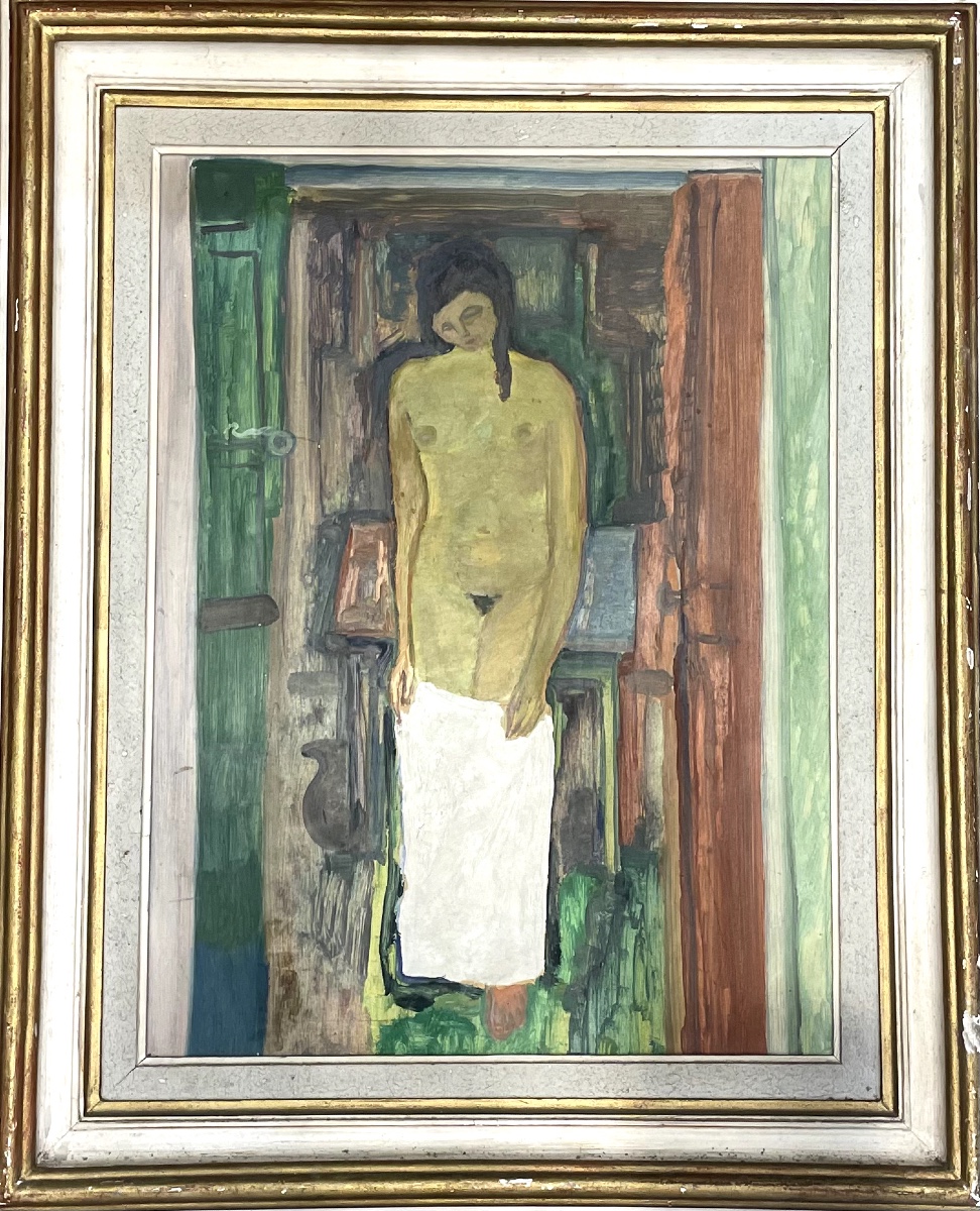 Nu debout composition huile sur panneau 