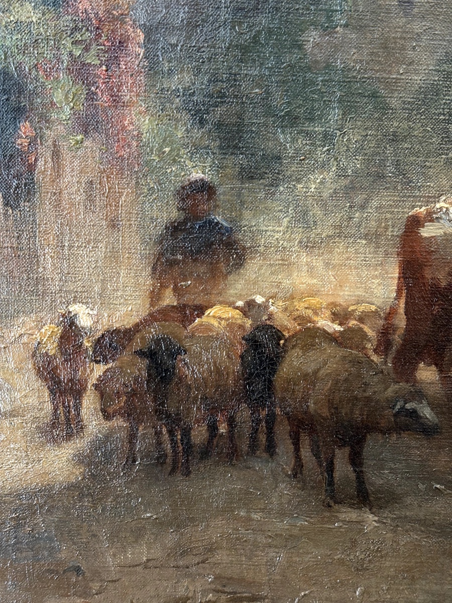  Emile Charles DAMERON  (1848-1908)  "retour à la ferme"-photo-4