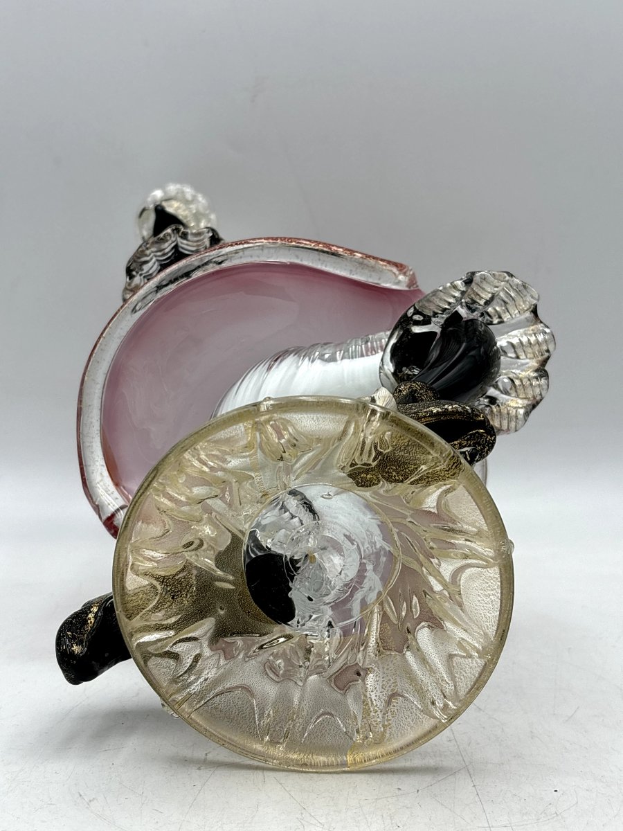 Bougeoir en verre de Murano figurant un personnage baroque agenouillé -photo-2