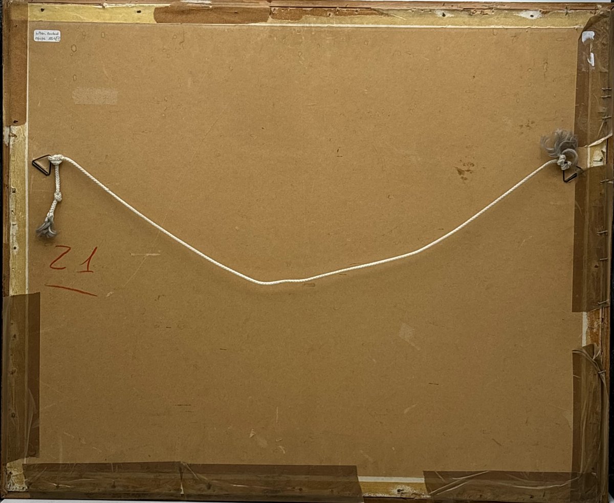 Frank WILL (1900-1950) "cariole tirée par un cheval sur une route flanquée  par un hameau"-photo-2