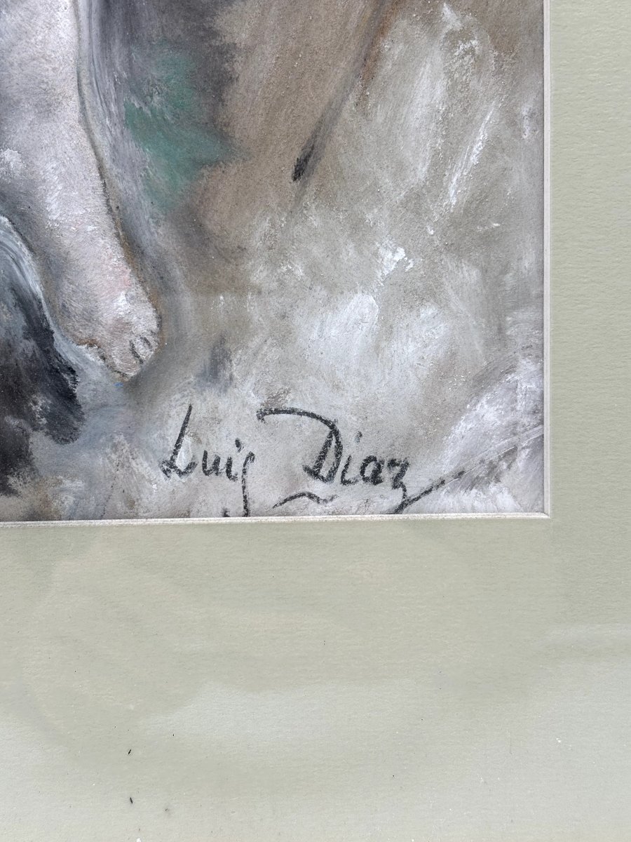 LUIS DIAZ "fillette assise sur une chaise  tenant un ballon"-photo-3