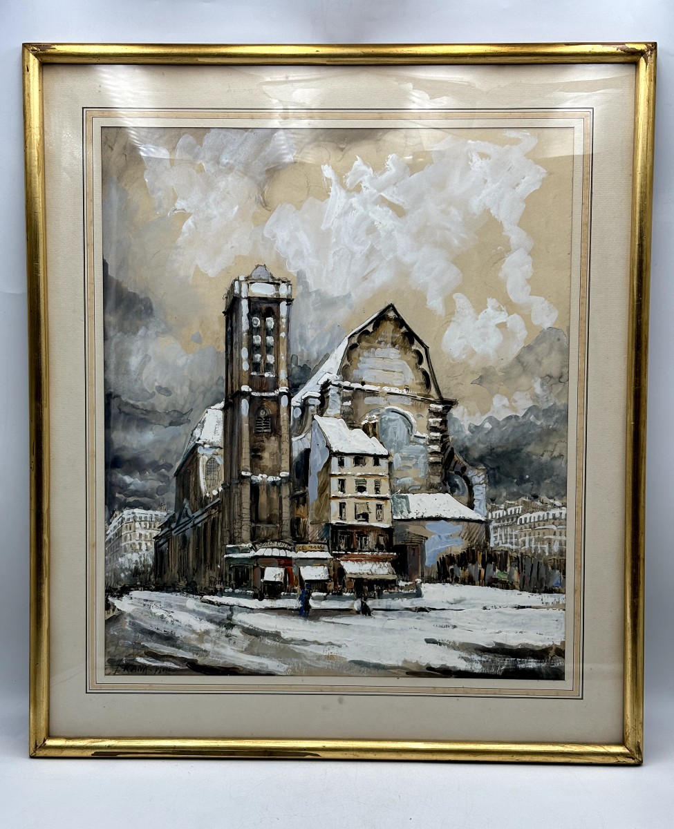 FRANK WILL (1900-1950) Eglise Saint Nicolas du Chardonnet en hiver 