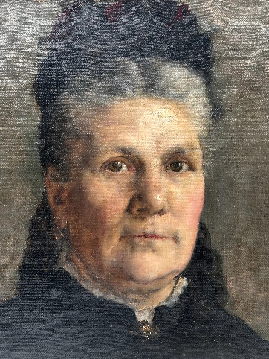 Portrait de femme agée école française fin XIX ème -photo-2