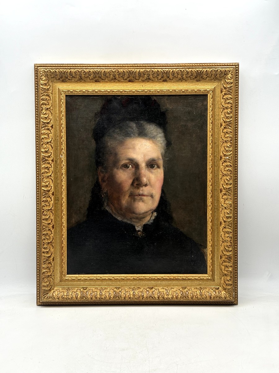 Portrait de femme agée école française fin XIX ème 