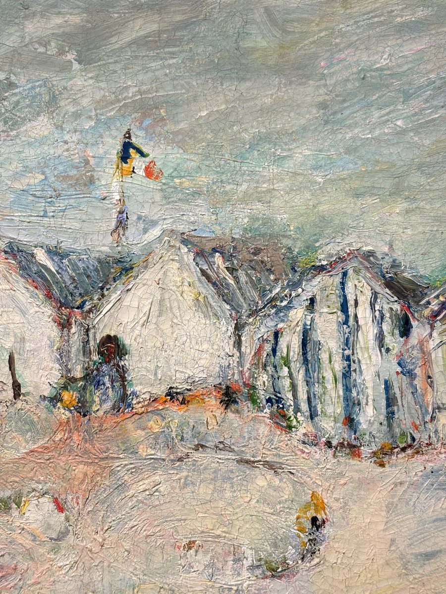  "Cabine rayée à Bernières sur Mer" attribué à Michelle BRUNDLER -photo-2