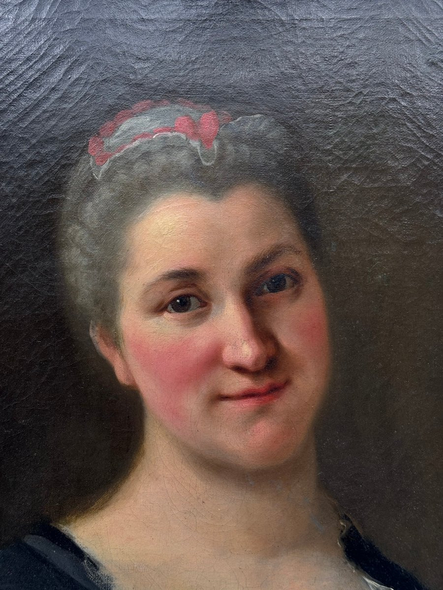 Portrait de jeune femme école française du  XVIII- ème-photo-2