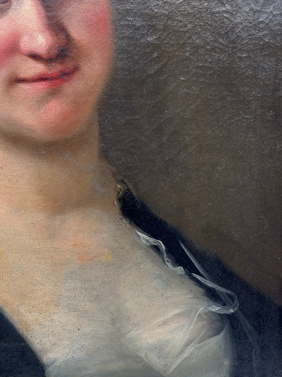 Portrait de jeune femme école française du  XVIII- ème-photo-3