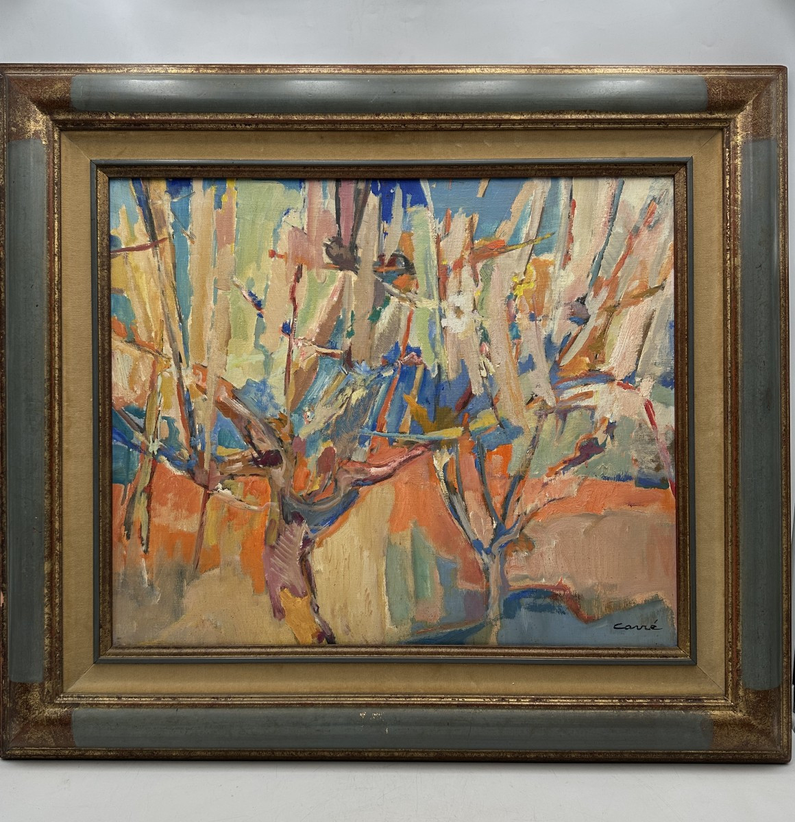 René CARRE (1925-1993) "les pruniers en fleurs"  