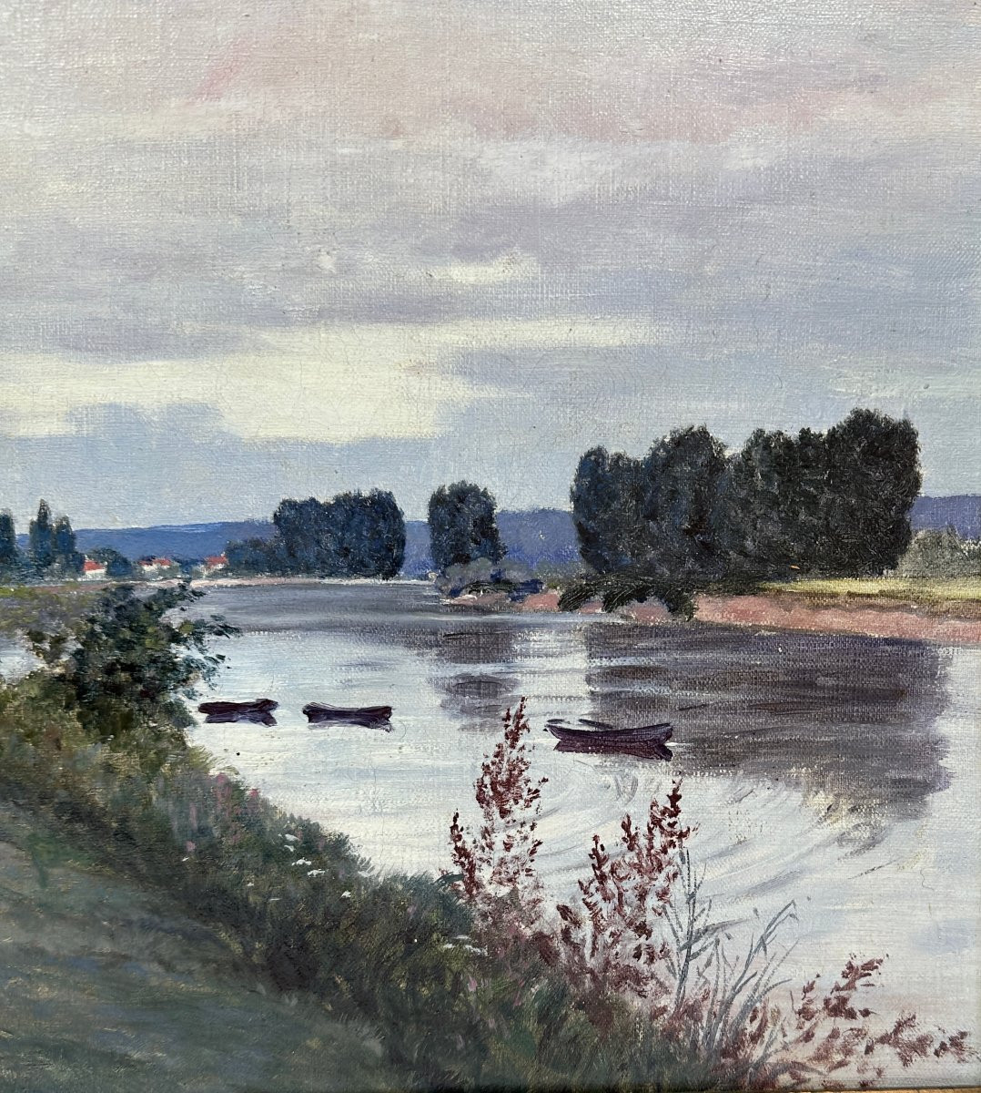 Edmond Cuisinier (1857-1917) Sarnois Sur Seine, Oil On Canvas-photo-4