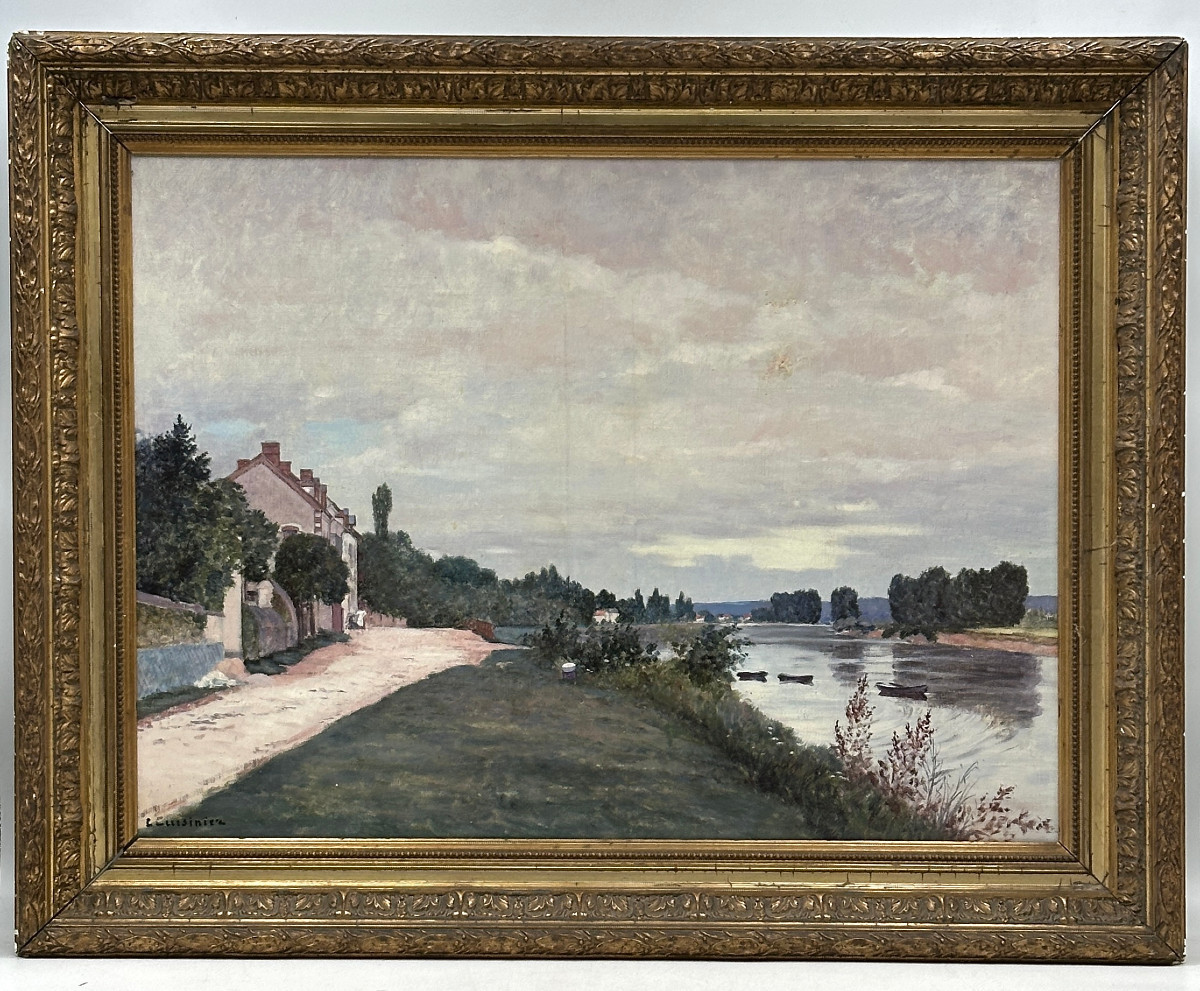 Edmond Cuisinier (1857-1917) Sarnois Sur Seine, Oil On Canvas