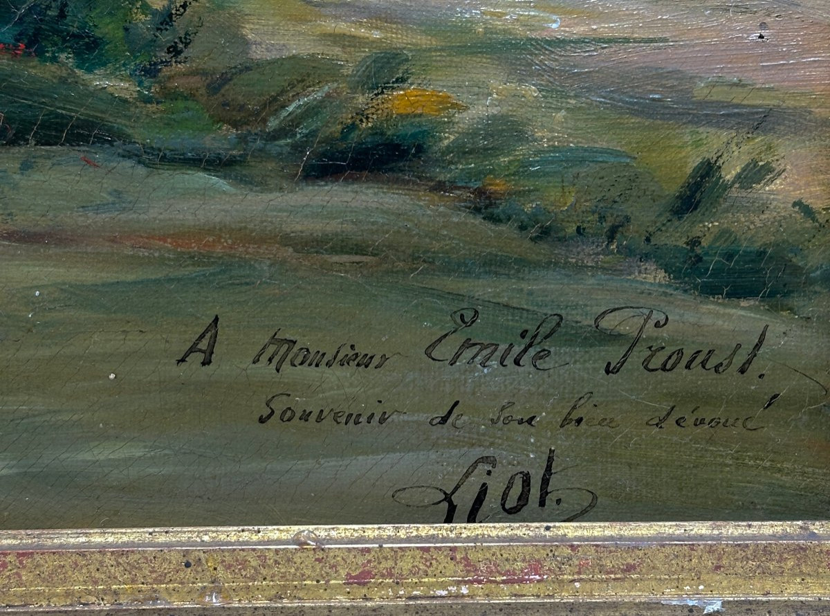Paul LIOT (1855-1902) L'entrée du village, huile sur toile. -photo-4