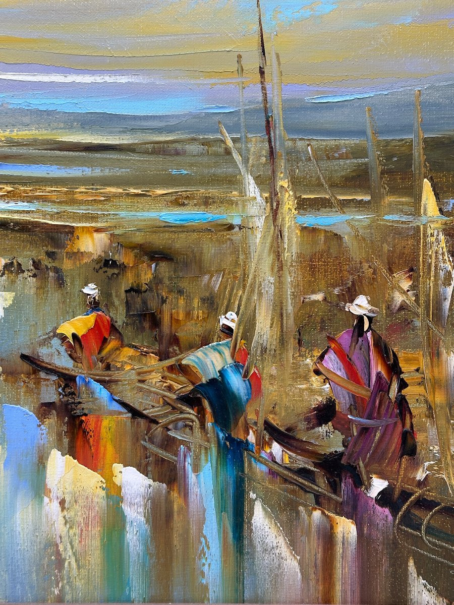 Jean Michel CAVALLI "Sur le lac" huile sur toile-photo-3