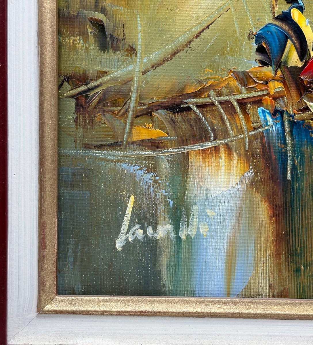 Jean Michel CAVALLI "Sur le lac" huile sur toile-photo-4
