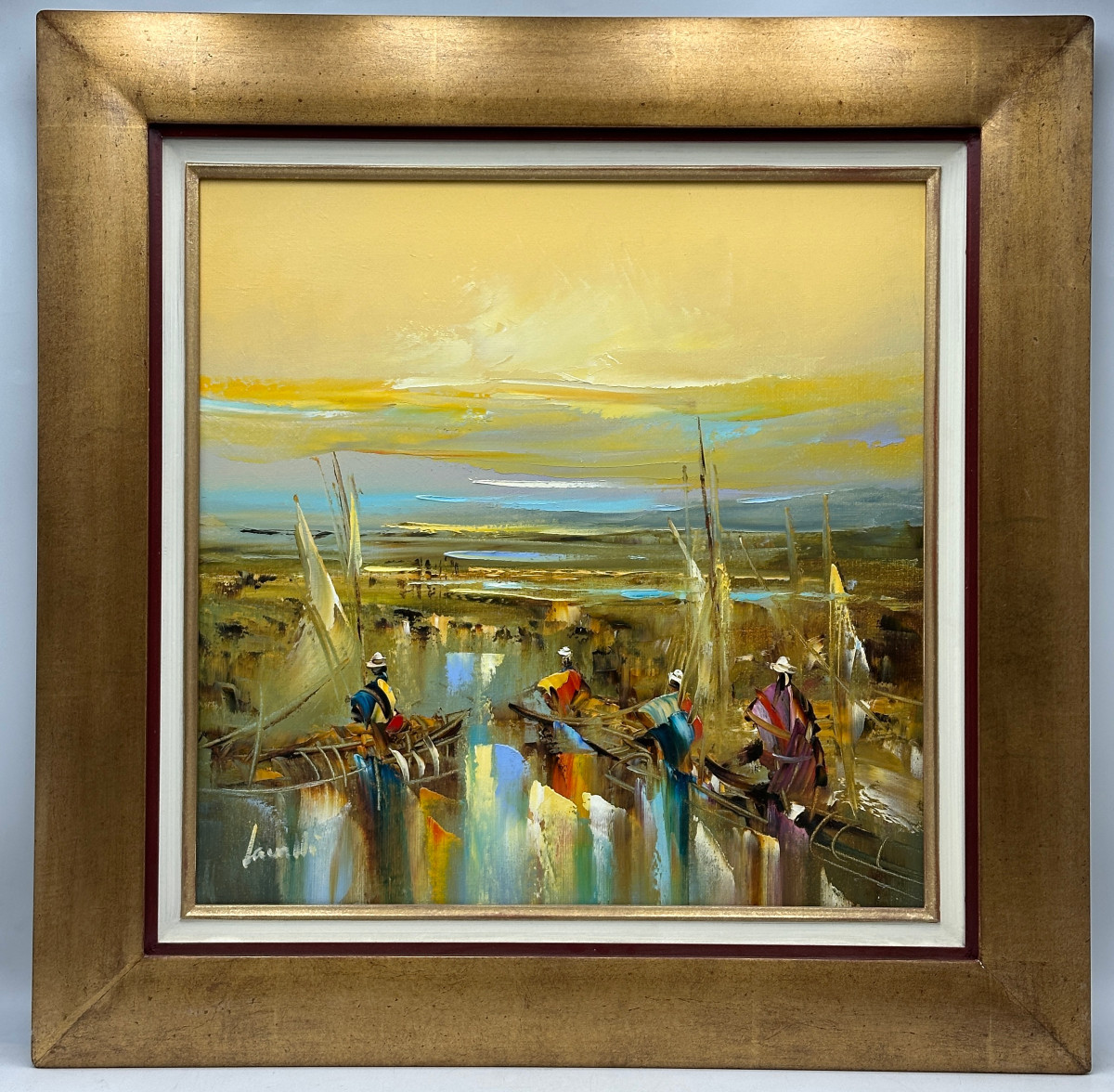 Jean Michel CAVALLI "Sur le lac" huile sur toile