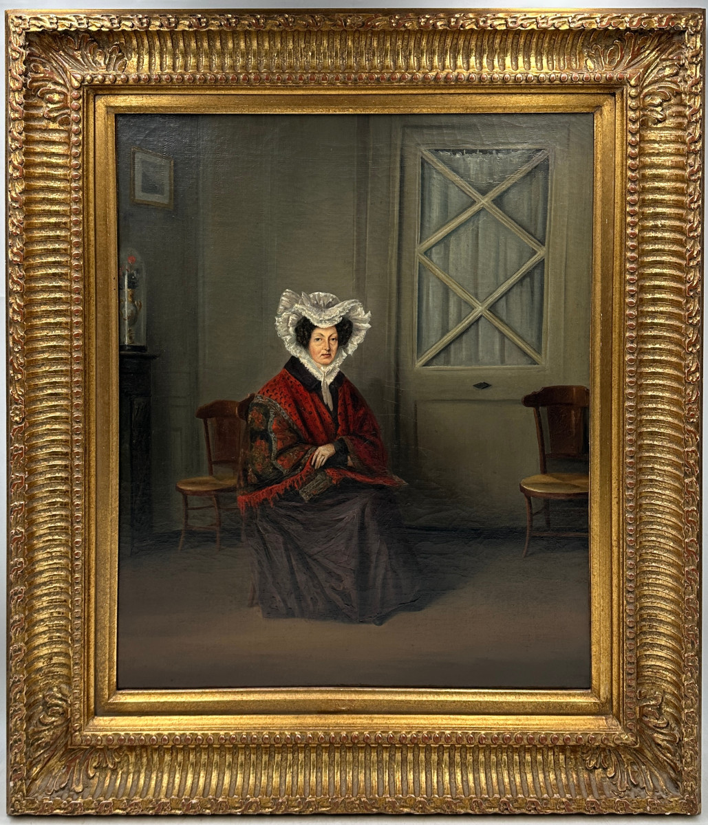 "lady Wearing A Lace Bonnet" (19th Century), Oil On Canvas